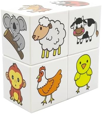 Ece'nin Mini Hayvanat Bahçesi, 24 Sevimli Hayvan Figürü - 1 yaş oyuncak - bebek oyuncakları - 4 Manyetik Küp/Blok