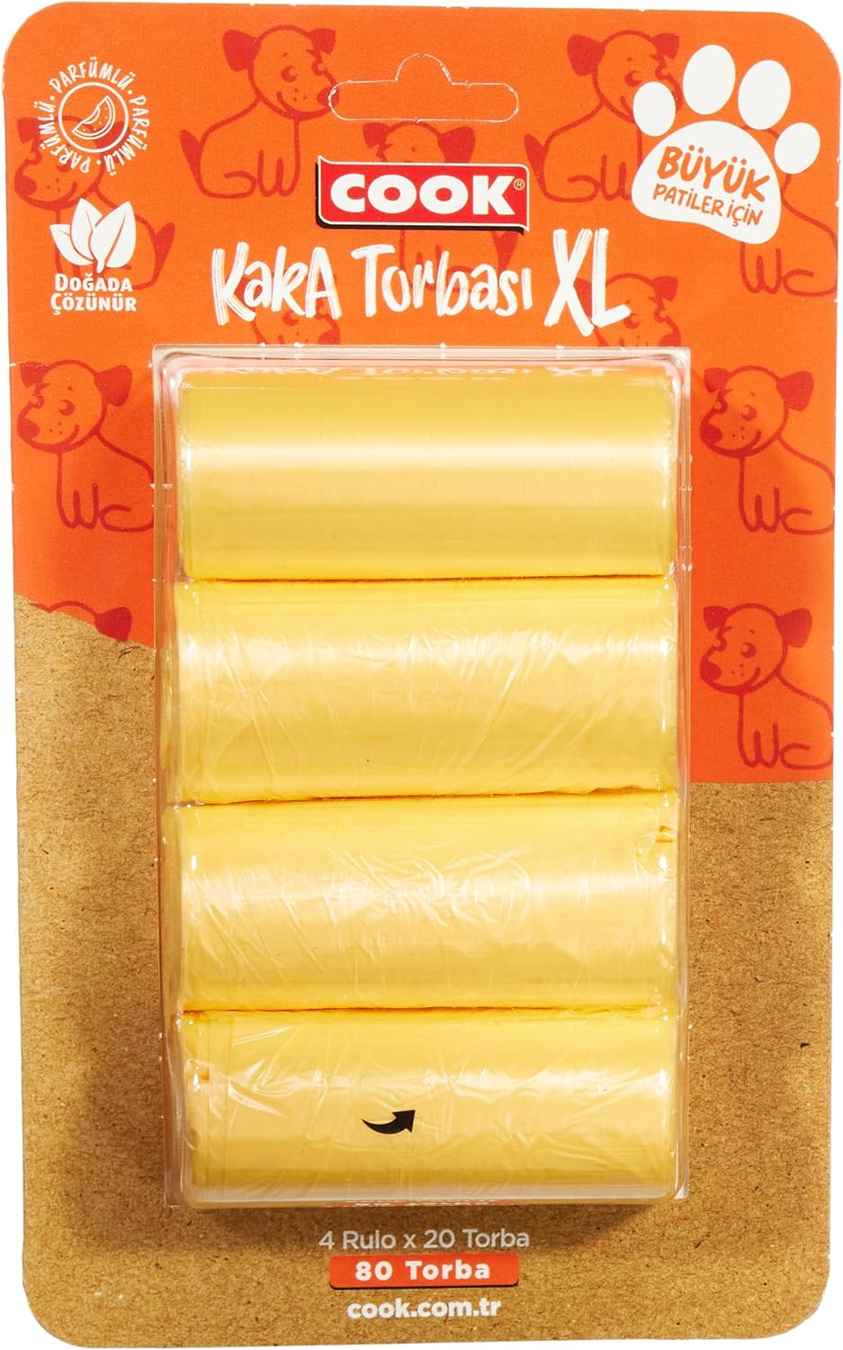 Alternative view of Kaka Torbası, Büyük Boy, 4 Rulo x 30 Torba, 120 Adet, Kavun Kokulu, Turuncu