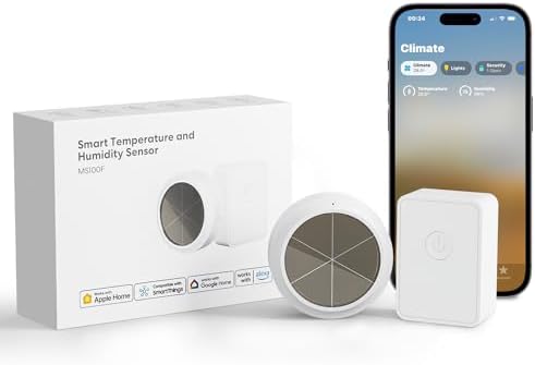 Alternative view of Meross WLAN higrometre iç termometre, akıllı sıcaklık ve nem ölçer, güneş enerjisi beslemeli, uygulama bildirimi, HomeKit, Alexa, ile uyumlu, 1 hub ile