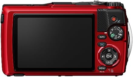 Alternative view of OM SYSTEM Tough TG-7 kırmızı dijital kamera, su geçirmez, darbeye dayanıklı, su altı ve makro çekim modları, 4K video, 4 kat geniş açılı zoom (TG-6'nın devamı modeli)