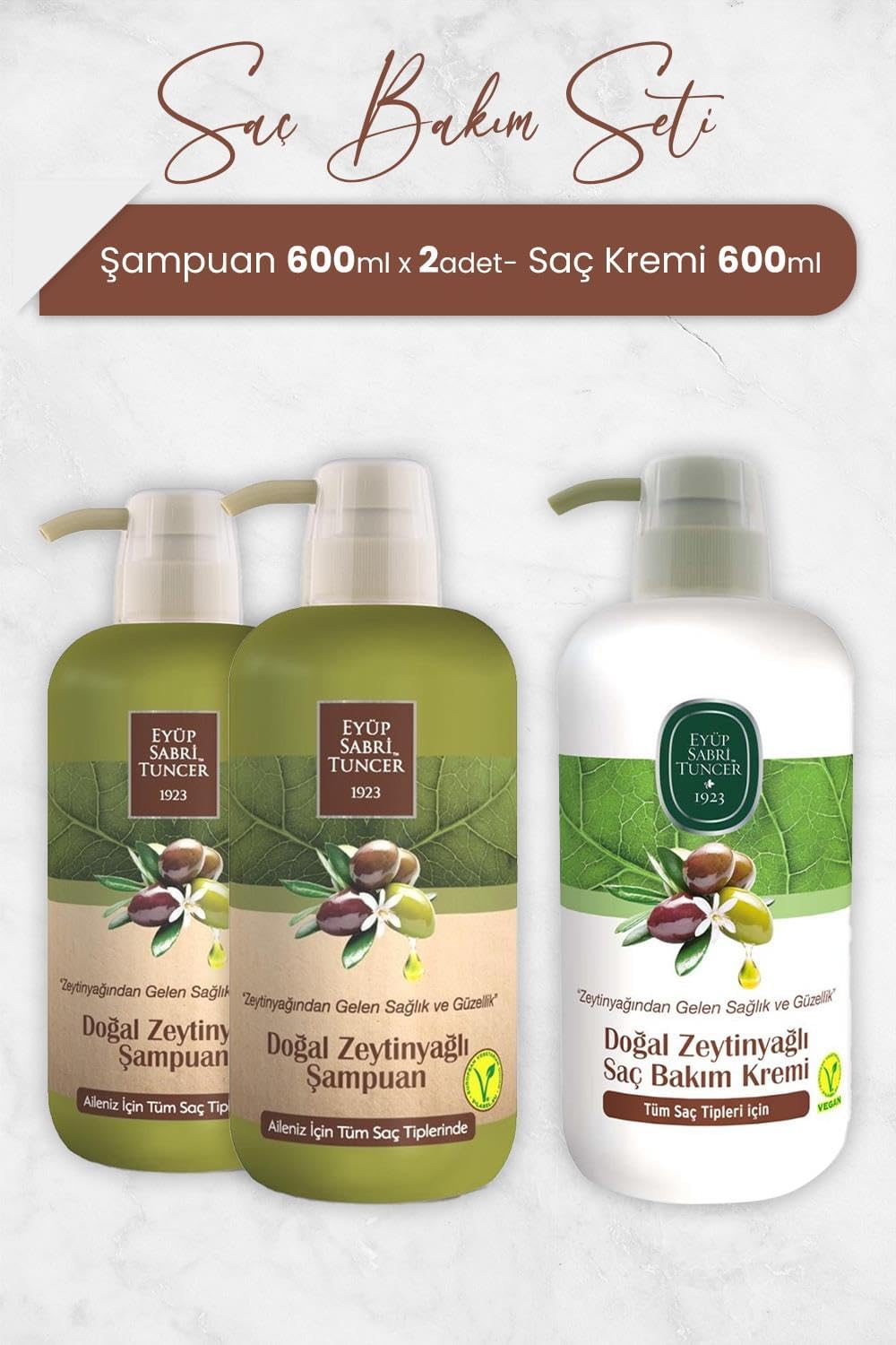 Zeytinyağlı Şampuan 600 ml x 2 Adet ve Saç Kremi