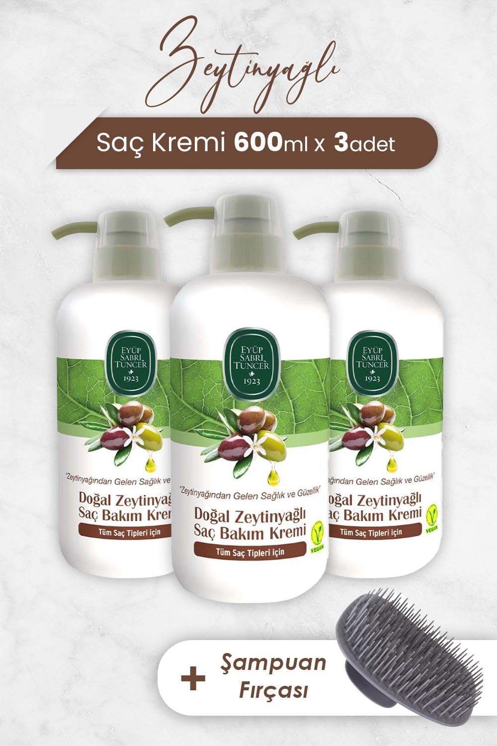 Alternative view of Zeytinyağlı Saç Kremi 600 ml x 3 Adet ve Şampuan Fırçası