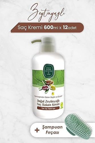 Zeytinyağlı Saç Kremi 600 ml x 12 Adet ve Şampuan Fırçası