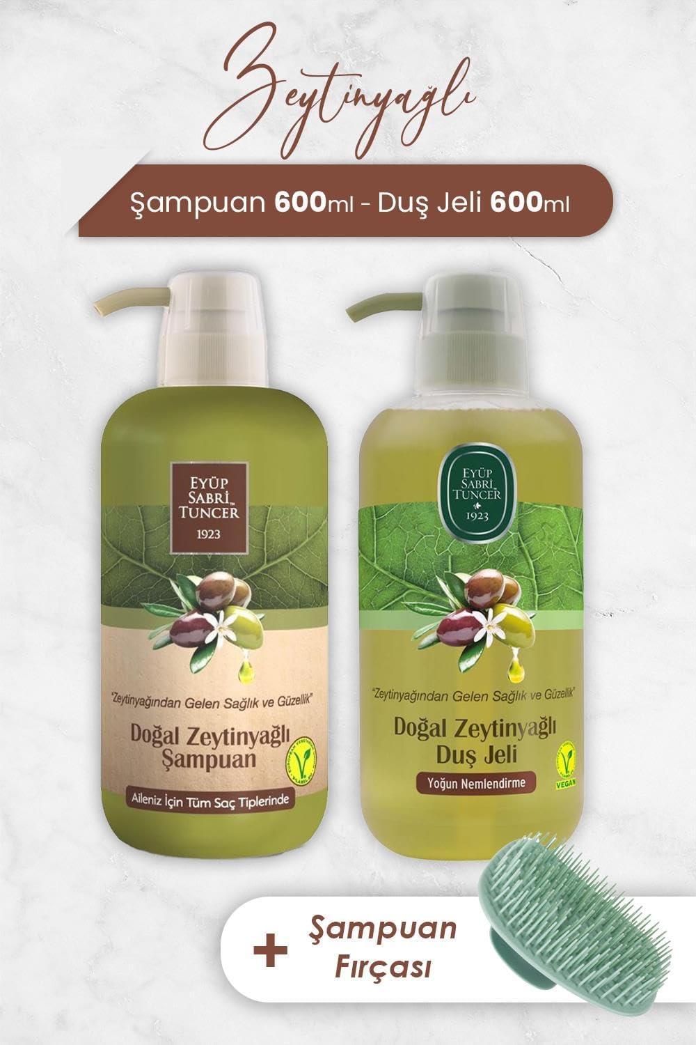 Zeytinyağlı Şampuan, Duş Jeli ve Şampuan Fırçası