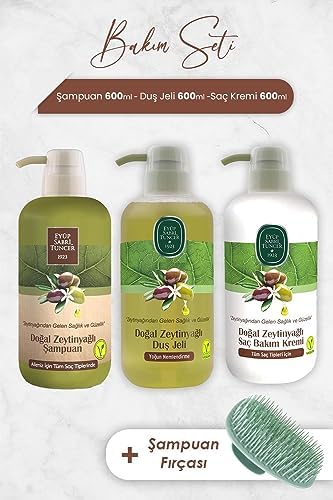 Zeytinyağlı Şampuan, Duş Jeli, Saç Kremi ve Şampuan Fırçası