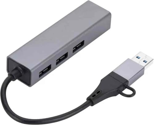 Alternative view of 1000 Mbps Gigabit USB-C ve USB-A Girişli 4 Port USB 3.0 Hub Gigabit Ethernet Adaptörü – 1000 Mbps Kablolu İnternet, 5Gbps Veri Aktarımı, Çoklu Bağlantı Desteği, Kompakt ABS Gövde | ZR1109