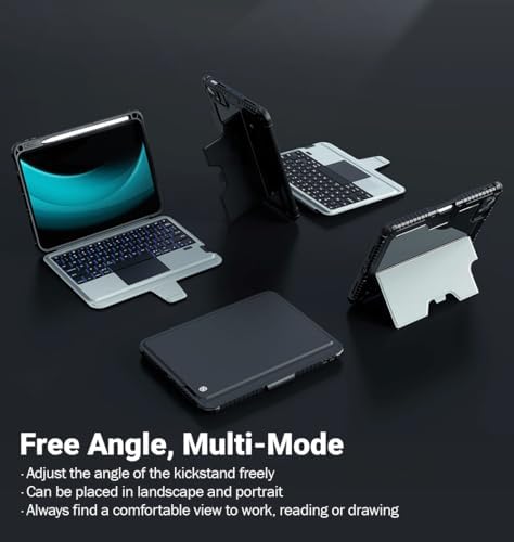 Alternative view of iPad 11. Nesil (A16)/10. Nesil Klavyeli Kılıf 10.9 inç, Kalem Tutucu, 7 Renkli Arkadan Aydınlatmalı, Sihirli İzleme Dörtgeni, Ayarlanabilir Stand, iPad 11./10. Nesil (2025/2022) için