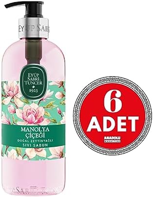 Doğal Zeytinyağlı Sıvı Sabun Manolya Çiçeği 500 ml x 6 Adet