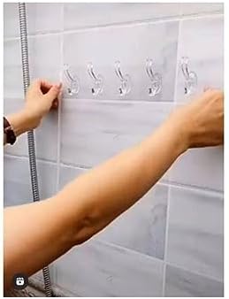 Alternative view of -3 Adet Kendinden Yapışkanlı Güçlü Şeffaf 5'li Askılık - Kapı Arkası Mutfak Duvar Banyo Askı