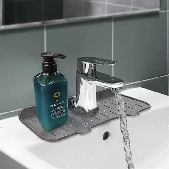 -Lavabo İçin Silikon Esnek Mat Musluk Sapı Damlama Tutucu Raf Mutfak Tezgahı Sıçrama Koruma