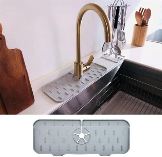 Alternative view of -Lavabo İçin Silikon Esnek Mat Musluk Sapı Damlama Tutucu Raf Mutfak Tezgahı Sıçrama Koruma