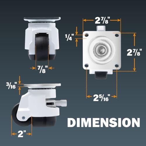 Alternative view of POWERTEC 17300 5 cm Tesviye Tekerleri 4'lü Set, Ayarlanabilir Cırcır Saplı Ağır Hizmet, Geri Çekilebilir