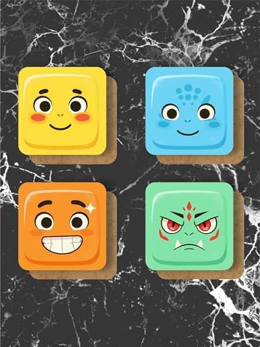 Pokemon Temalı Bardak Altlığı Ahşap Baskılı Altlık 4'lü set (9 x9CM) karbonNM51