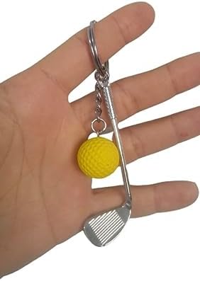 -Gerçekçi Golf Tasarımlı Şık Anahtarlık Kolye Çanta Süsü Golf Keychain - Sarı Renk