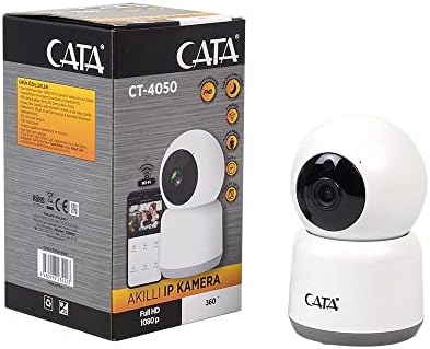 CATA CT-4050 Kablosuz Akıllı Güvenlik Kamerası - Full HD 1080P, Gece Görüşlü, 2 Yönlü Ses, Hareket Algılama, Pan/Tilt Zoom, WiFi, 64GB SD Kart Destekli