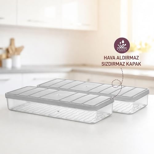 Alternative view of - Nora 2'li 1.2 Litre Küçük Boy Açık Gri Saklama Kabı
