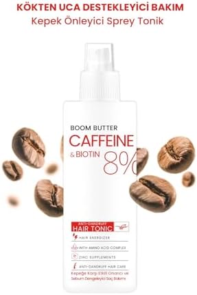 BOOM BUTTER Caffeine Biotine Yavaş Uzayan Kepeklenen Saçlar için Tonik 150 ML