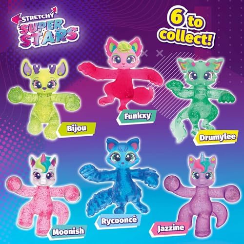 Alternative view of STRETCHY SUPERSTARS Funxy – Parlak ve esnek koleksiyon figürleri, çamur dolgulu, 6 farklı karakter, koleksiyon için