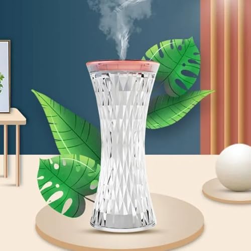 Masaüstü Lamba ve Nemlendirici Şarjlı Işık Kristal Desenli 7 Farklı Renk Atmosfer Lamba Göz Yormayan Işık Kitap Okuma Işığı Salon Oturma Odası Yatak Odası Aydınlatma 20cm x 9xm D13