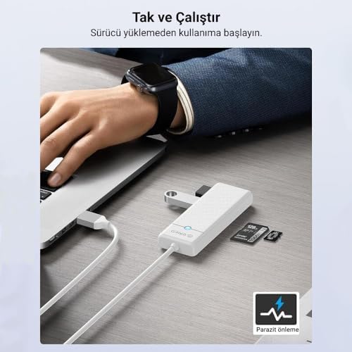 Alternative view of USB 3.0 to 3.0 TF SD Kart Okuyucu 3 Portlu USB 3.0 Çoklayıcı Adaptör Beyaz