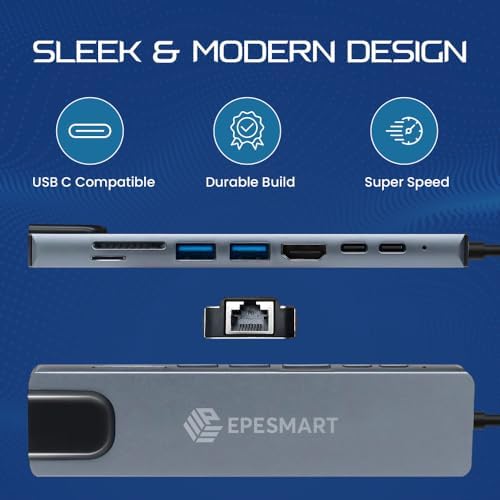Alternative view of 8 Portları 1 Arada USB C Hub Adaptörü, 4K HDMI, Şarj Cihazı, USB C Bağlantı Noktaları, SD/Micro SD Kart Okuyucular, Ethernet Bağlantı Noktası, M1 ve M2 Mac Bilgisayarlar için, Thunderbolt 3