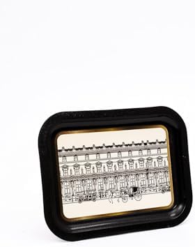 Alternative view of Alsaif Gallery Desenli Metal Tepsi - Çay Kahve Tepsisi - Sunum Tepsisi 23 Cm X 31 Cm (City)