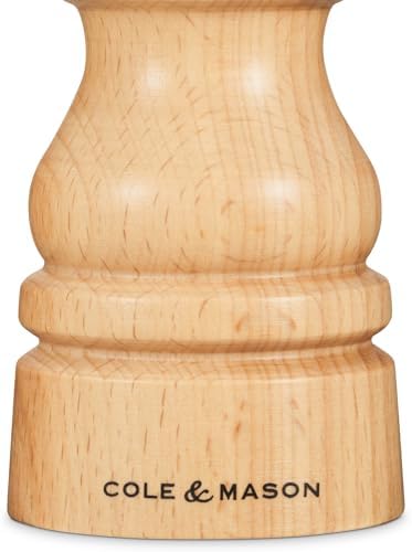 & Mason London Doğal Kayın Tuzu ve Karabiber Değirmeni Seti, 130 mm, Hassas + Karbon/Seramik Mekanizmaları, Ayarlanabilir Öğütmeli Tuz ve Karabiber Değirmenleri, Kayın Ağacı, Hediye Seti