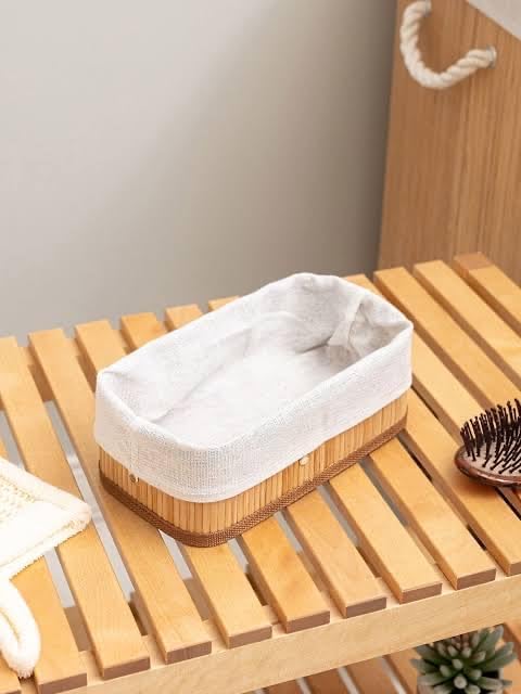 HOME Bambu Dikdörtgen Katlanabilir Sepet Naturel S 25x15x8 cm