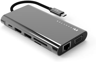 11-in-1 USB-C Hub ve Çoklayıcı | HDMI, VGA, Ethernet ve 100W PD | MacBook ve USB-C Laptoplar için Profesyonel Hub Gri