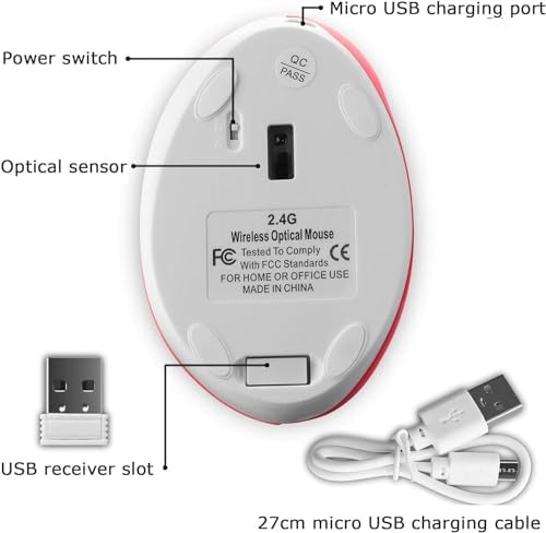 Y08 Dikey Kablosuz 2.4G Sessiz Şarjlı 6 Tuşlu Vertical Mouse 1600DPI 400mAh Pembe