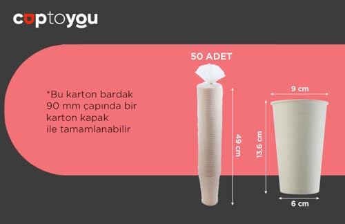 Alternative view of 50 adet parti bardağı, beyaz tek kullanımlık karton bardak 16 oz, büyük kağıt bardak 400 ml, parti ihtiyaçları, çocuk partisi, sıcak ve soğuk içecekler, çay, kahve, meyve suyu