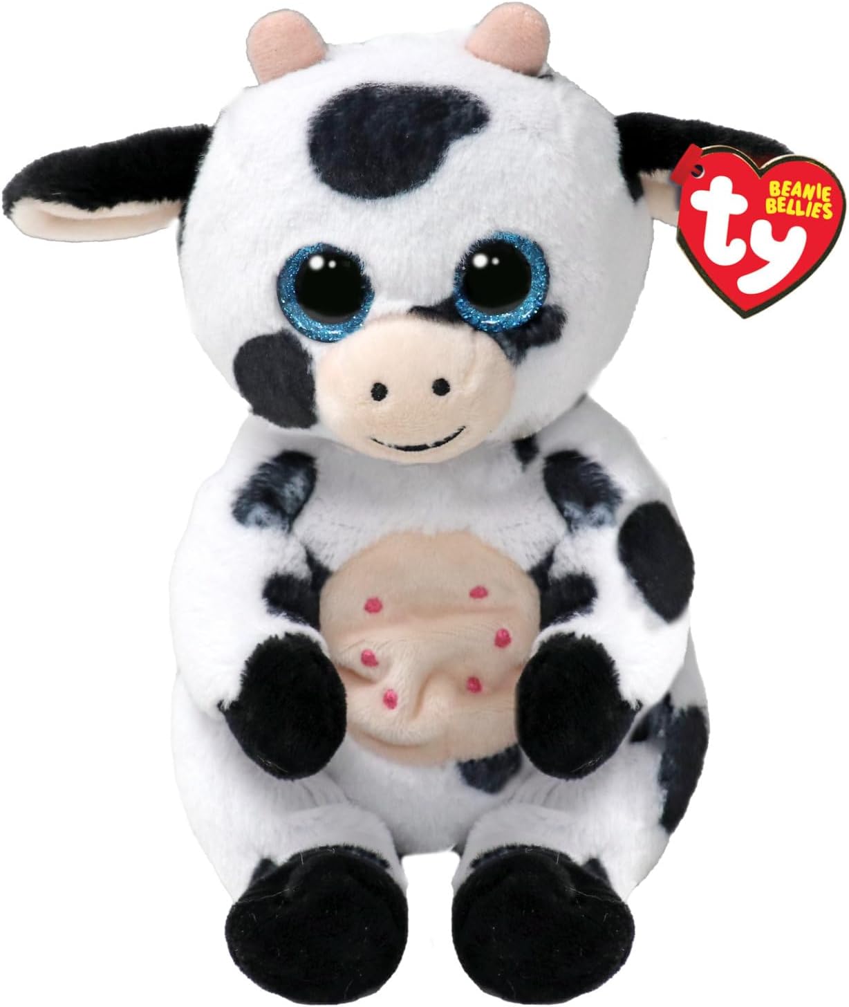 Alternative view of Ty Bere Karınları – Herdly The Cow with Glitter Blue Eyes – Orijinal Peluş Hayvanlar Yumuşak Göbek 20 cm – T41287