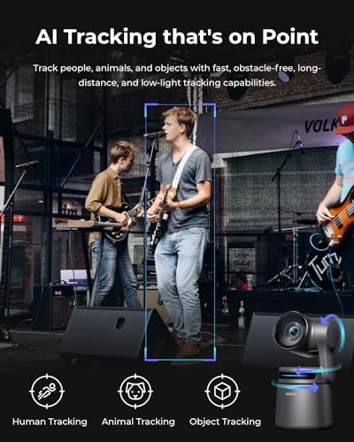OBSBOT Tail Air NDI Streaming Camera 4K, AI Tracking PTZ kamera, akıllı uygulamalı, jest kontrolü, HDMI/USB-C/kablosuz web kamerası, YouTube, kilise, ibadet, yaratıcı, vs. için video kamera Live