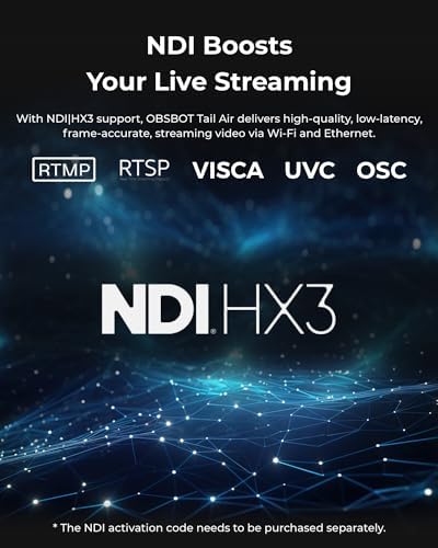 Alternative view of OBSBOT Tail Air NDI Streaming Camera 4K, AI Tracking PTZ kamera, akıllı uygulamalı, jest kontrolü, HDMI/USB-C/kablosuz web kamerası, YouTube, kilise, ibadet, yaratıcı, vs. için video kamera Live