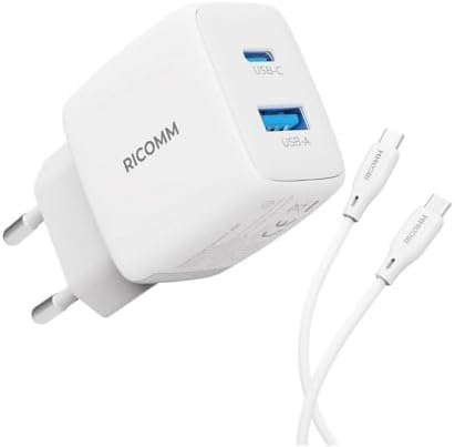 25W GaN USB-C + USB-A Şarj Aleti PPS PD, iPad,, Uyumlu Hızlı Şarj Cihazı + 2 Metre Type-C 60W Şarj Kablosu