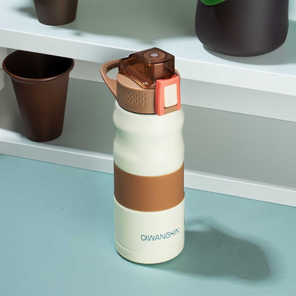 Alternative view of 1393-1 Paslanmaz Çelik Sızdırmaz Çift Katmanlı Yalıtımlı Çay Kahve Termosu Krem 350 ml