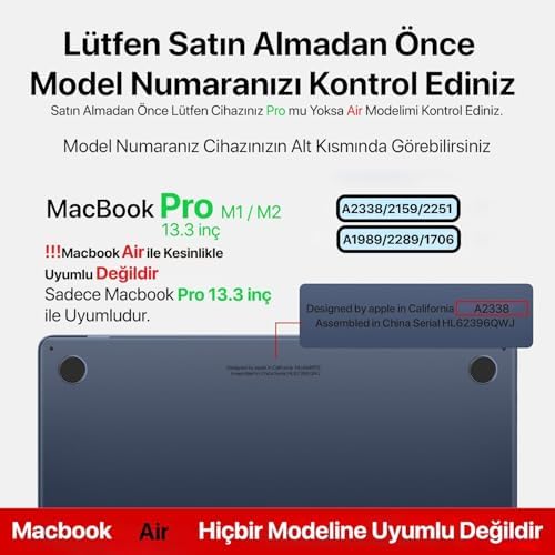 MacBook PRO M1 / M2 13'' ile Uyumlu Sert Polikarbonat Koruyucu Kılıf (A1706/A1708/A1989/A2159/A2251/A2289/A2338) (Super Şeffaf)