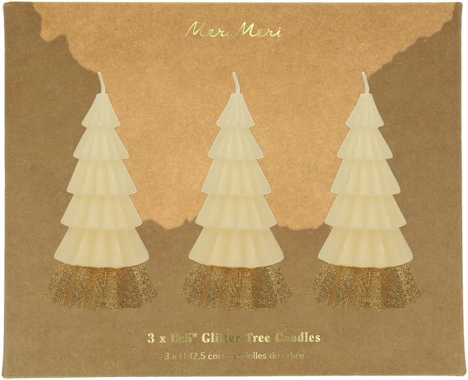 - Ivory Tree Candles - Krem Renk Ağaç Mumlar (3'lü)