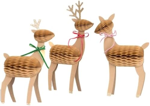 - Honeycomb Reindeer - Rengeyiği Ailesi Dekorlar (3'lü)