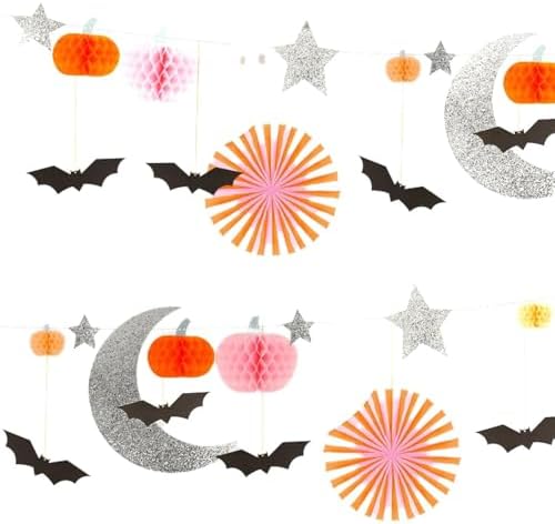 Alternative view of - Pastel Honeycomb Halloween Garland - Halloween Pastel Tonlar Asılan Süs