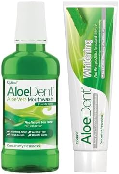 Aloe Dent Mucize Aloevera ile Ekstra Beyazlatıcı Diş Macunu - 100 ml ve Aloe Dent Alkolsüz ve Florürsüz Ağız Kokusu Önleyici Doğal Ağız Bakım Suyu - 250 ml