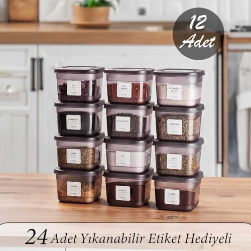 Alternative view of 430-GR Çok Amaçlı Etiketli Baharatlık Kahvaltılık 12 li Kapaklı Saklama Kabı 600 cc