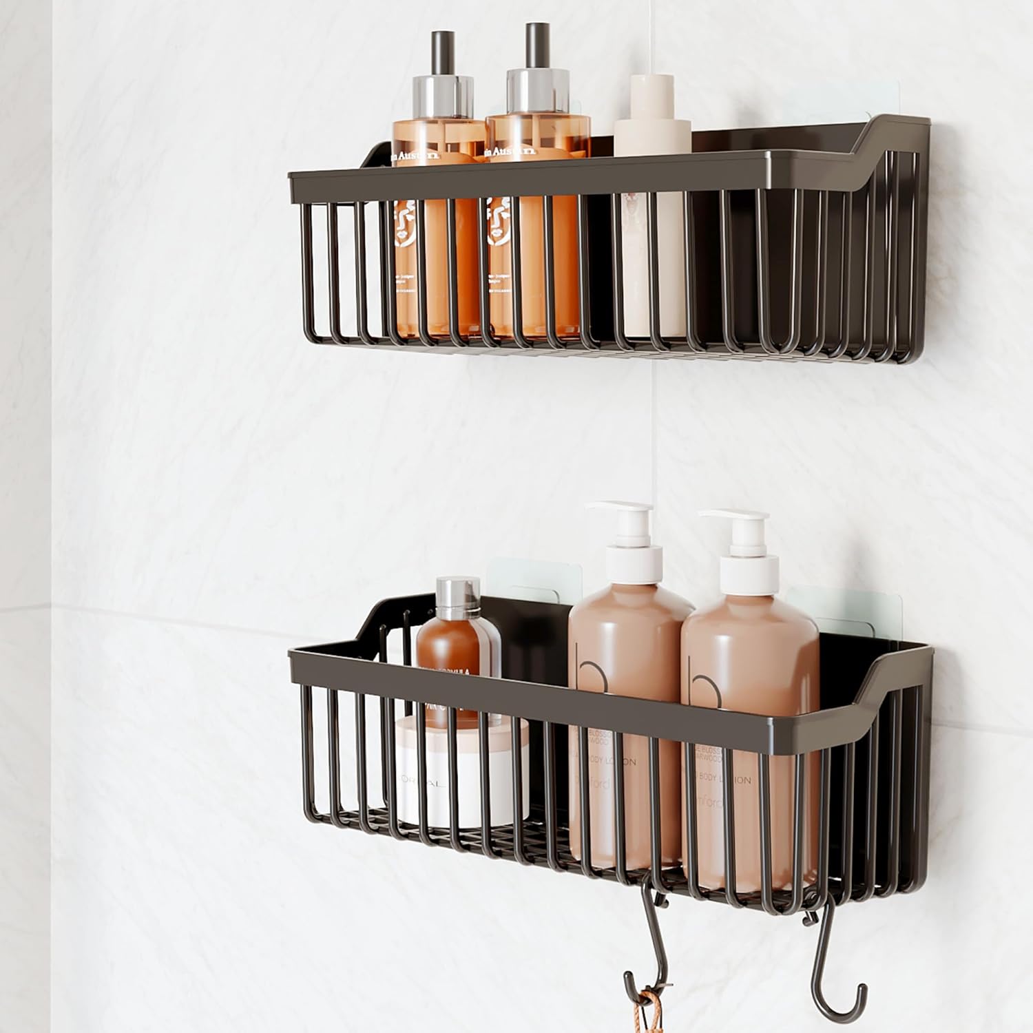 Alternative view of Yapışkanlı Banyo Rafı, 2'li Banyo Düzenleyici, Duş Rafı Organizer Şampuanlık, Duşakabin Rafı, Banyo Organizeri, Banyo Askısı Plastik