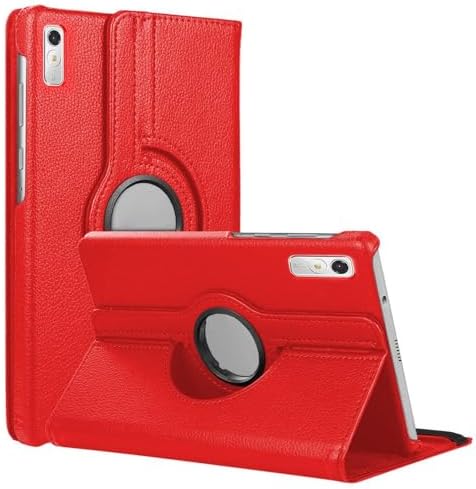 Tab P11 Pro 2.Nesil için Kılıf (ZAB50094TR) 360 Rotating Stand Deri [Tab P11 Pro 2.Nesil ile Uyumlu Kılıf - Kırmızı]