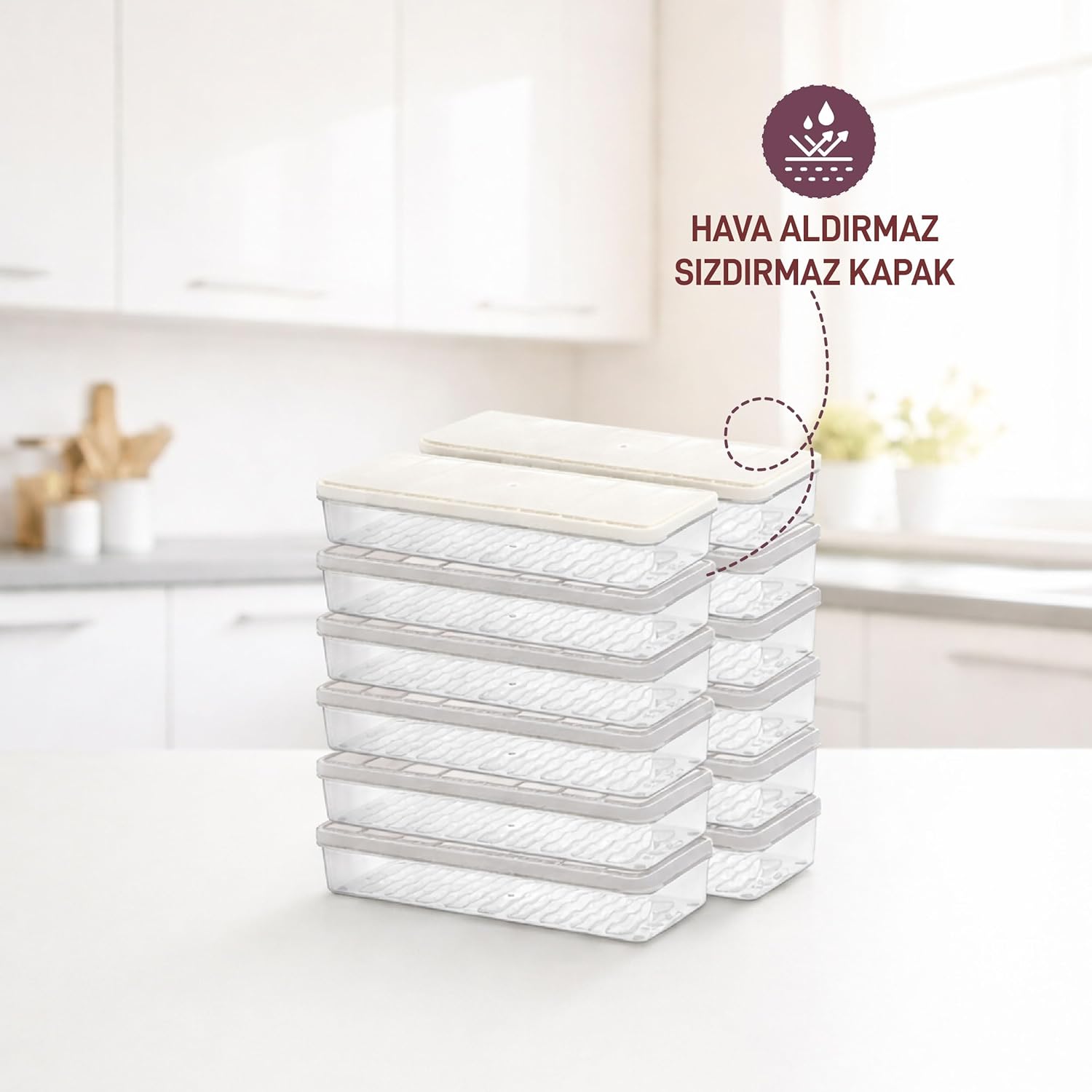 - Nora 12'li 1.2 Litre Küçük Boy Ekru Saklama Kabı
