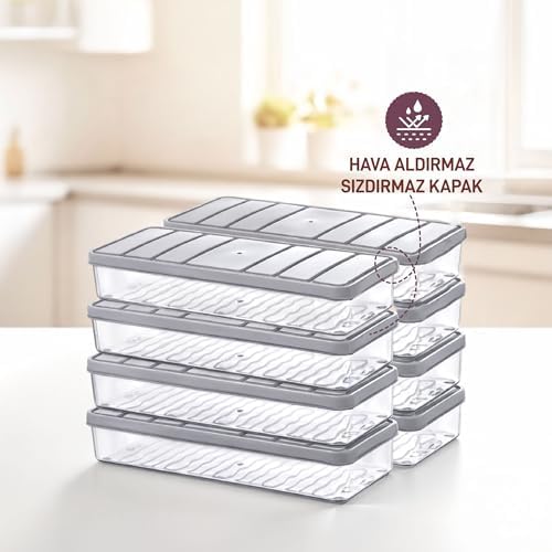 Alternative view of - Nora 8'li 1.2 Litre Küçük Boy Açık Gri Saklama Kabı