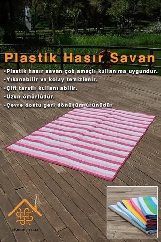 Alternative view of Katlanabilir Plaj Piknik Kamp Bahçe Balkon Teras Halısı Hasır Mat Savan Karavan Kilim PEMBE 90 x 180