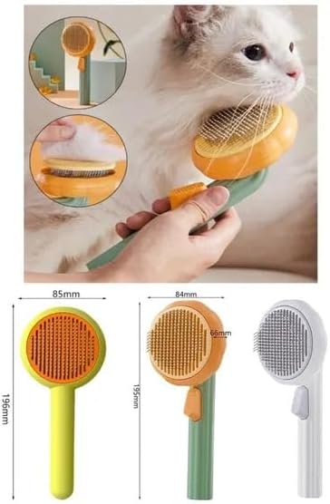 Alternative view of Kedi Köpek Otomatik Temizlenen Tuşlu Tüy Toplayıcı Tarak Basmalı Kedi Köpek Fırçası Evcil Pet Hayvan Tüy Kıl Toplama Fırçası - Asorti Renk