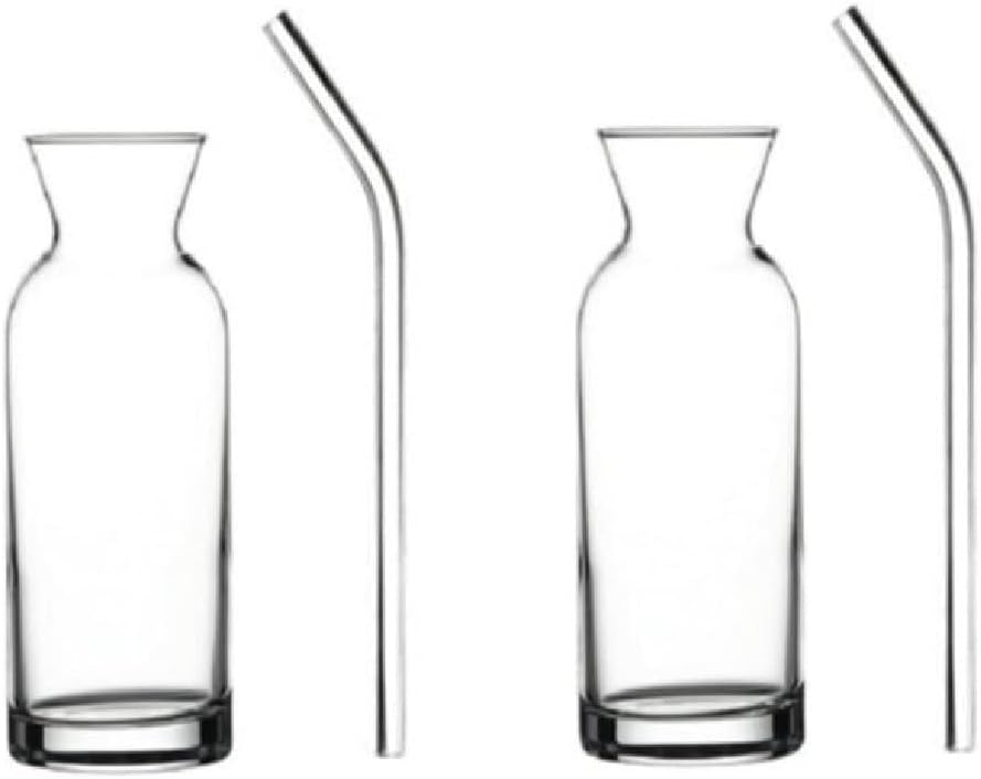 Alternative view of 2 Adet Cam Pipetli Limonata Sunum Şişe Karaf Süt Ve Meyve Suyu Bardağı