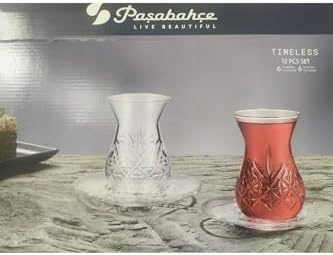 Alternative view of Çay Bardağı Seti Ince Belli 12 Parça Orijinal Tabaklı Kutulu